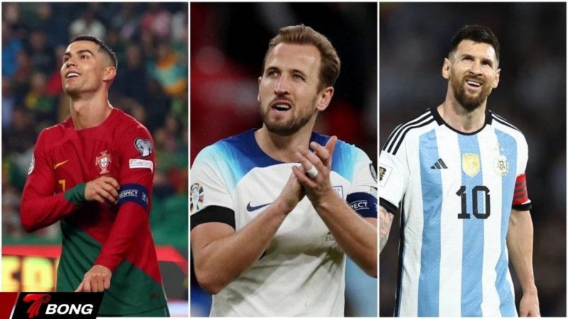 Kane được xếp chung mâm với Messi và Ronaldo